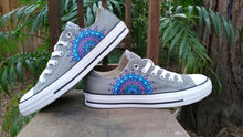 Load image into Gallery viewer, "Lyric" - Custom Gray Converse with Blue/Green/Magenta Mandalas