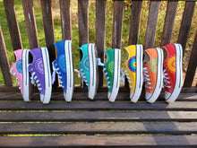 Load image into Gallery viewer, "Poppy" - Custom Purple Converse with Purple/Lavender/White Mandalas