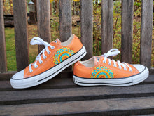 Load image into Gallery viewer, "Clementine" - Custom Orange Converse with Orange/Yellow/Turquoise Mandalas