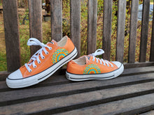 Load image into Gallery viewer, "Clementine" - Custom Orange Converse with Orange/Yellow/Turquoise Mandalas