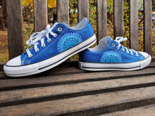 Load image into Gallery viewer, "Marina" - Custom Blue Converse with Blue/Light Blue/White Mandalas
