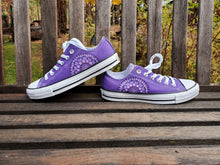 Load image into Gallery viewer, "Poppy" - Custom Purple Converse with Purple/Lavender/White Mandalas