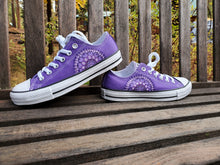 Load image into Gallery viewer, "Poppy" - Custom Purple Converse with Purple/Lavender/White Mandalas