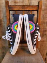 Load image into Gallery viewer, "Nicole" - Custom Black Converse with Rainbow Mandalas