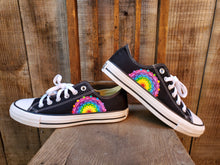 Load image into Gallery viewer, "Nicole" - Custom Black Converse with Rainbow Mandalas