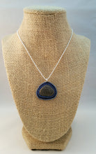 Load image into Gallery viewer, Blue Bead Embroidered Pendant with Stone from North Lake Tahoe