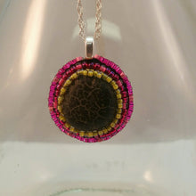Load image into Gallery viewer, Bead Embroidered Pendant with Stone from North Lake Tahoe