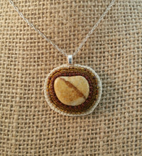 Load image into Gallery viewer, Bead Embroidered Pendant with Stone from North Lake Tahoe