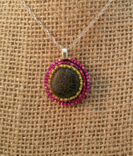 Load image into Gallery viewer, Bead Embroidered Pendant with Stone from North Lake Tahoe