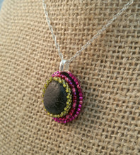 Load image into Gallery viewer, Bead Embroidered Pendant with Stone from North Lake Tahoe