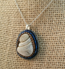 Load image into Gallery viewer, Bead Embroidered Pendant with Stone from North Lake Tahoe