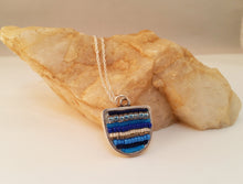 Load image into Gallery viewer, Sterling Frame & Blue Beadwork Pendant