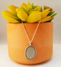 Load image into Gallery viewer, Hand Painted Resin Pendant with Sterling Silver Oval Shaped Bezel and Chain