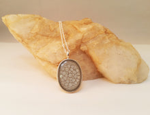 Load image into Gallery viewer, Hand Painted Resin Pendant with Sterling Silver Oval Shaped Bezel and Chain