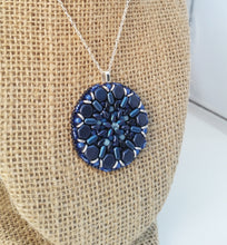 Load image into Gallery viewer, Blue Beaded Mandala Pendant
