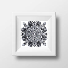 Load image into Gallery viewer, Black and White Snowflake Mandala - Archival Giclee Paper Print - Unframed