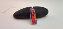 Load image into Gallery viewer, Hand painted resin pendant - abstract dots & swirl - rectangle shaped