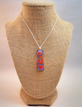 Load image into Gallery viewer, Hand painted resin pendant - abstract dots & swirl - rectangle shaped