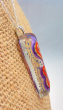Load image into Gallery viewer, Hand painted resin pendant - abstract dots & swirl - rectangle shaped