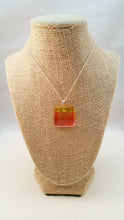 Load image into Gallery viewer, Layered Colors - Square Resin Pendant with sterling silver chain