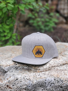 Queen Bee Mandala Hat - Flat Bill - Heather Gray