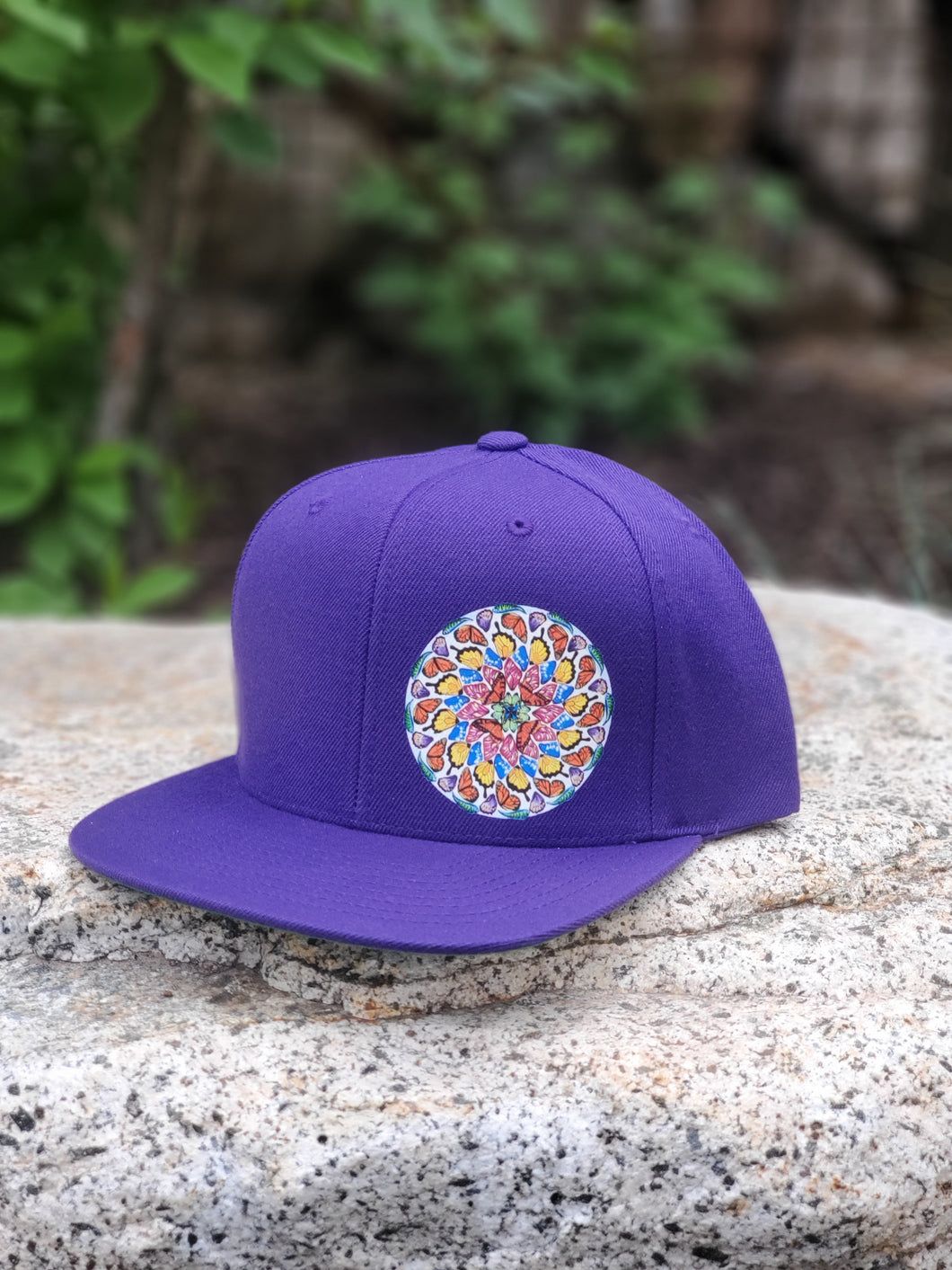 Butterflies Mandala Hat - Flat Bill - Purple