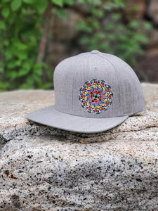 Butterflies Mandala Hat - Flat Bill - Heather Gray