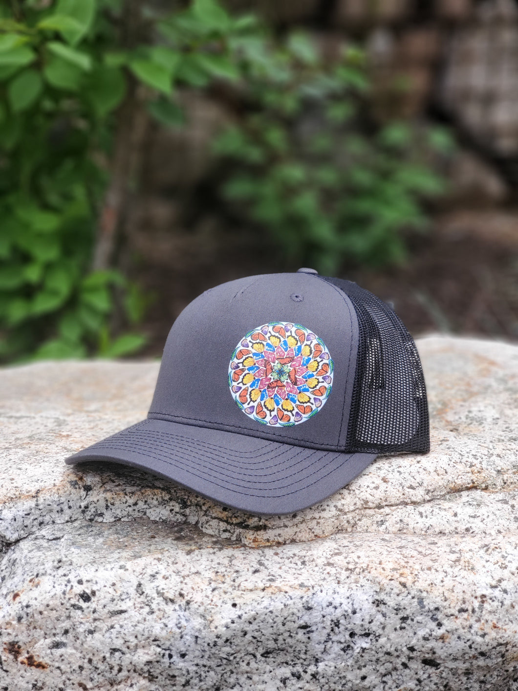 Butterflies Mandala Hat - Classic Cap - Gray & Black