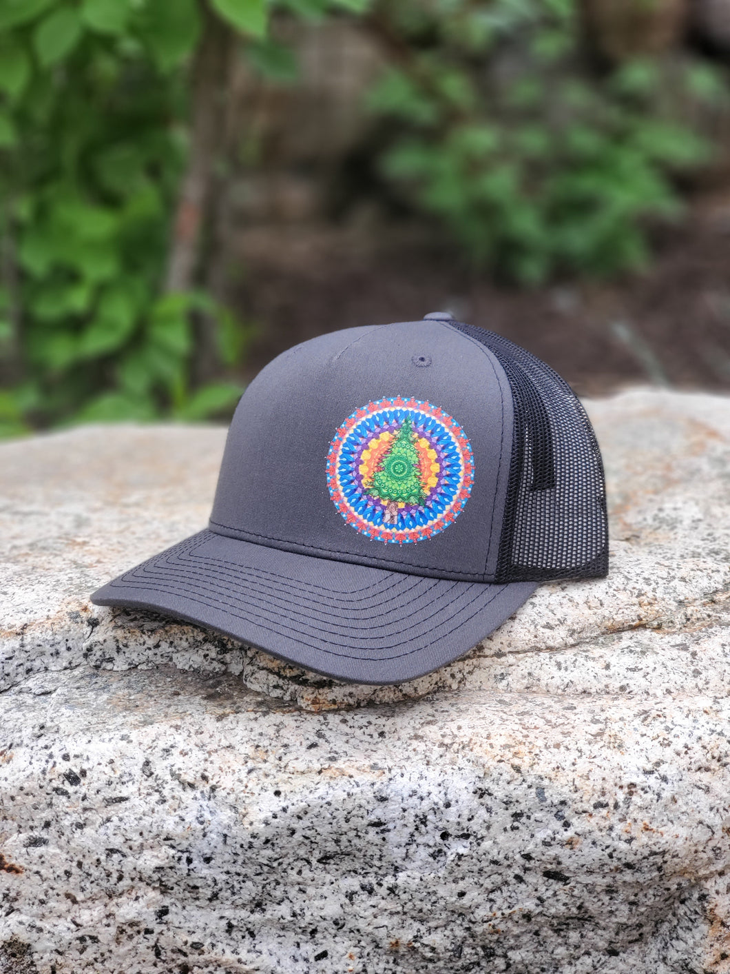 Evergreen Mandala Hat - Classic Cap -  Gray & Black