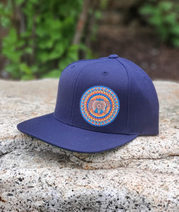 Bear Mandala Hat - Flat Bill - Navy Blue