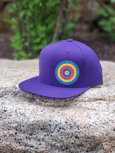 Rainbow Mandala Hat - Flat Bill - Purple