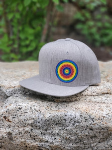 Rainbow Mandala Hat - Flat Bill - Heather Gray