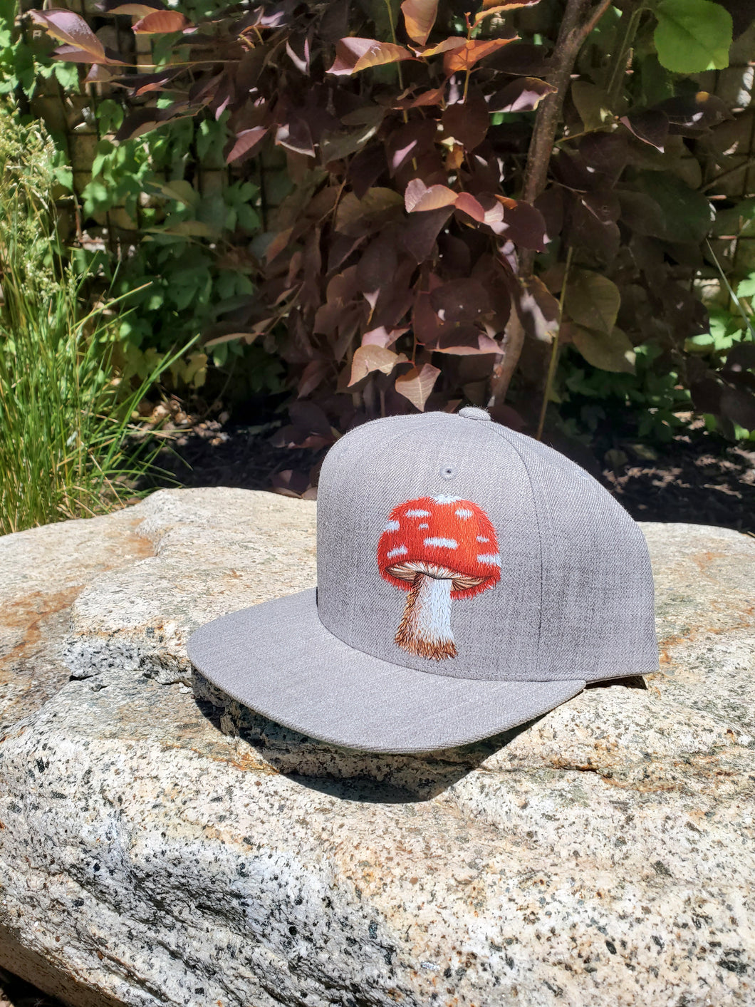 Furry Mushroom Hat - Flat Bill - Heather Gray