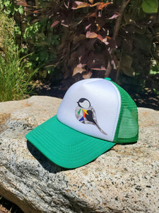 Chickadee Hat - Foam Trucker - Green & White