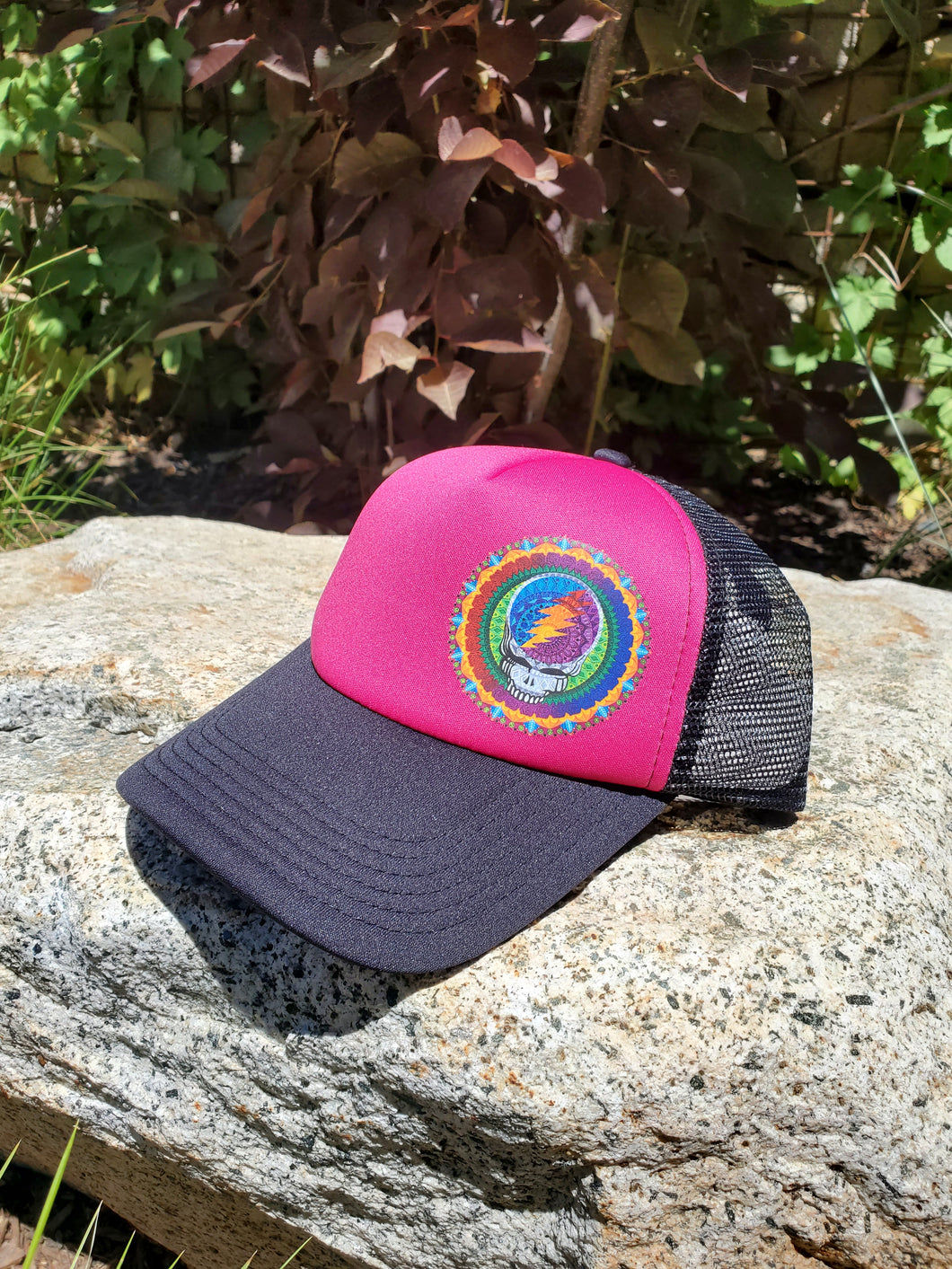 Stealie Mandala Hat - Foam Trucker - Hot Pink & Black