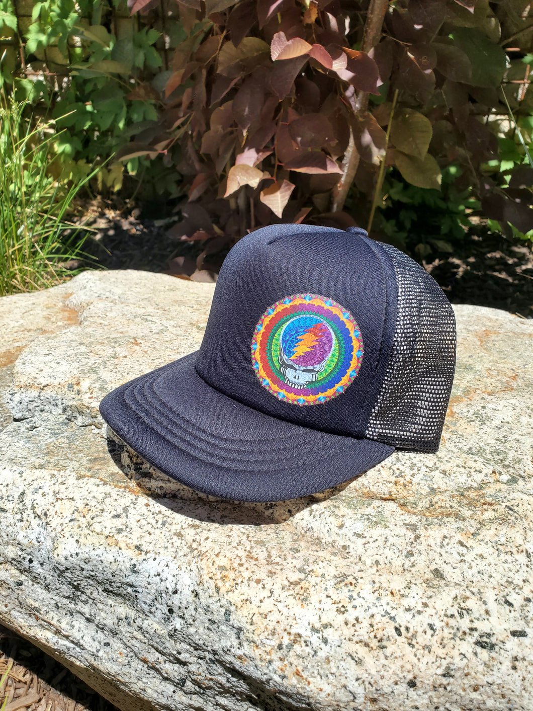 Stealie Mandala Hat - Foam Trucker - Black