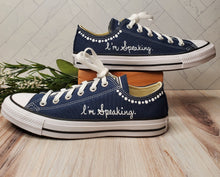 Load image into Gallery viewer, Kamala Harris Custom Converse - &quot;I&#39;m Speaking&quot;- navy blue
