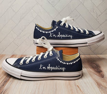 Load image into Gallery viewer, Kamala Harris Custom Converse - &quot;I&#39;m Speaking&quot;- navy blue
