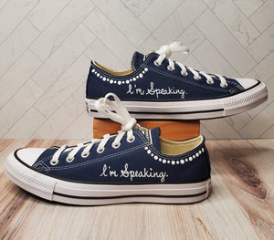 Kamala Harris Custom Converse - "I'm Speaking"- navy blue