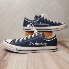 Load image into Gallery viewer, Kamala Harris Custom Converse - &quot;I&#39;m Speaking&quot;- navy blue
