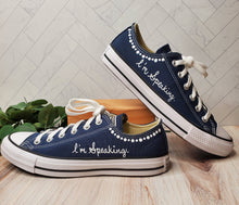 Load image into Gallery viewer, Kamala Harris Custom Converse - &quot;I&#39;m Speaking&quot;- navy blue
