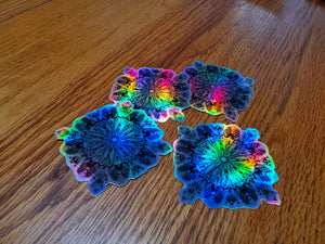 Holographic Snowflake Mandala Stickers - waterproof & scratchproof