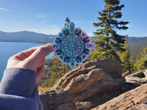 Holographic Snowflake Mandala Stickers - waterproof & scratchproof