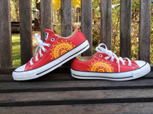 Load image into Gallery viewer, &quot;Cayenne&quot; - Custom Red Converse with Red/Orange/Yellow Mandalas
