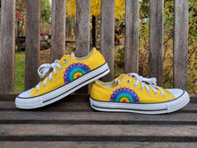 Load image into Gallery viewer, &quot;Maizie&quot; - Custom Yellow Converse with Rainbow Mandalas
