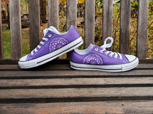 "Poppy" - Custom Purple Converse with Purple/Lavender/White Mandalas