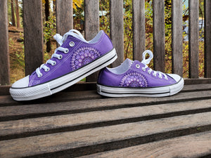 "Poppy" - Custom Purple Converse with Purple/Lavender/White Mandalas