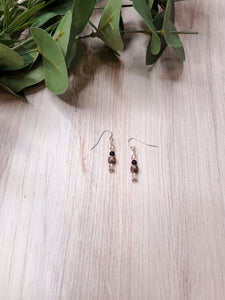 Rose & Black Beaded Earrings