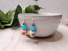 Load image into Gallery viewer, Peace, Love &amp; Flowers - clay &amp; glass bead earrings
