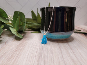 Glow in the Dark Gummy Bear Necklace - Light Blue